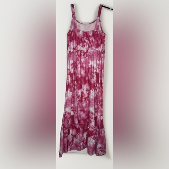 New Girls size 10 maxi Dress Tie Dye Pink White Long Sleeveless tank ruffle - Picture 4 of 4